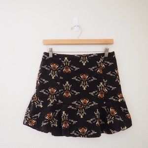 Free People Roll With Us Ruffle floral Corduroy Skirt sz 4